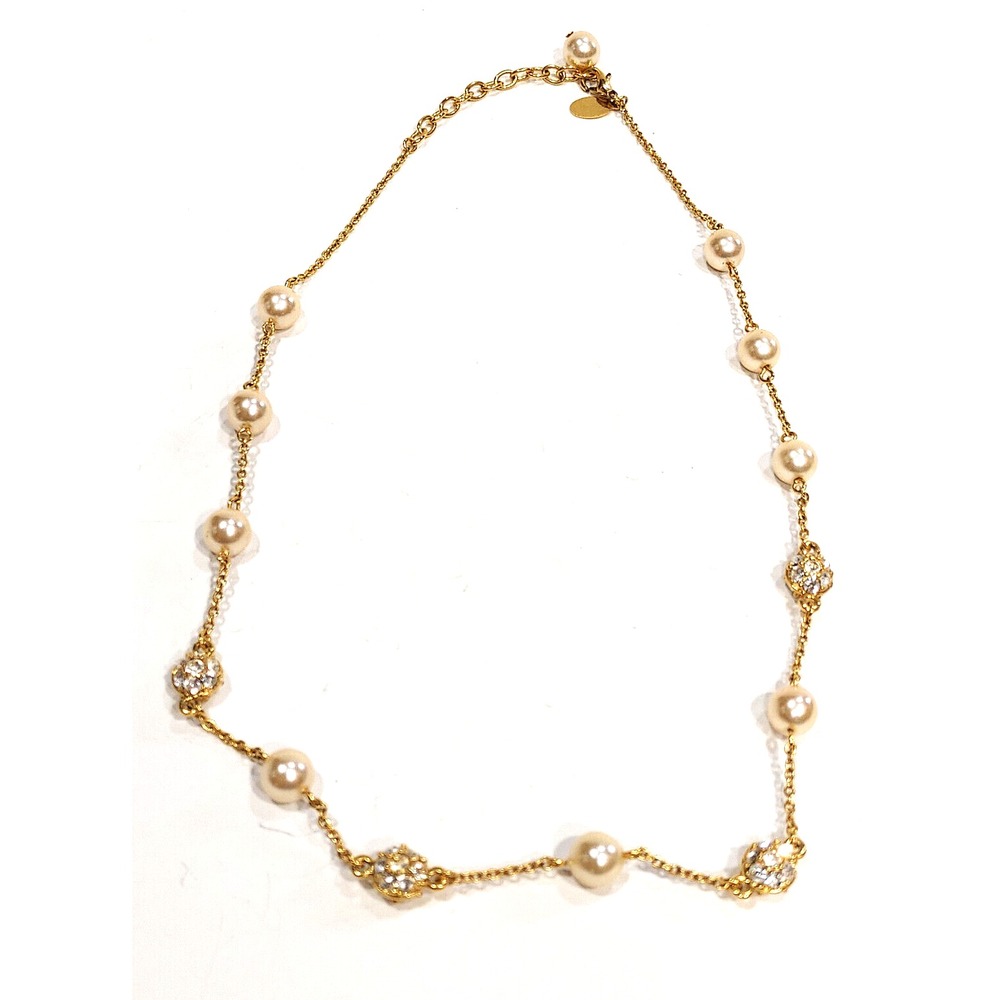 Necklace Nolan Miller Faux Pearl & Rhinestone Station Necklace
